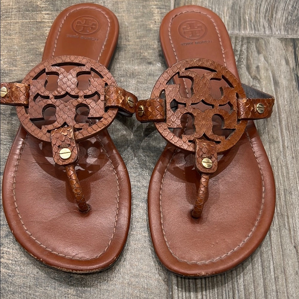 Tory Burch Brown Leather Sandals